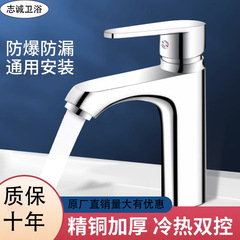 ドイツ洗面器冷熱蛇口全銅洗面洗面器トイレ家庭用洗面器蛇口単孔二一体型