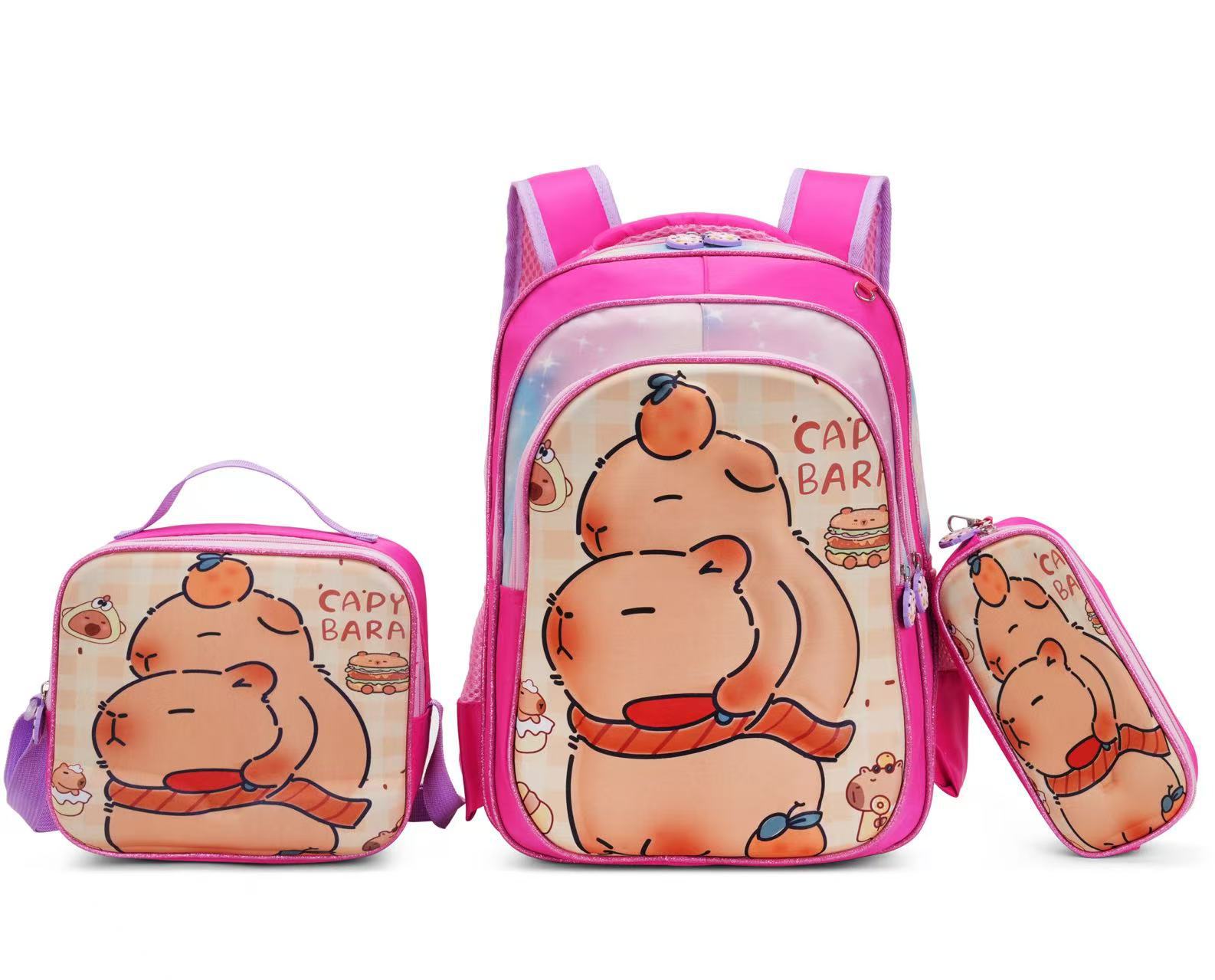 Nuevo Kpop América del Sur 16 pulgadas tres piezas juego de tirón para niños 3D brujas caza mochila de hombro para estudiantes doble espalda