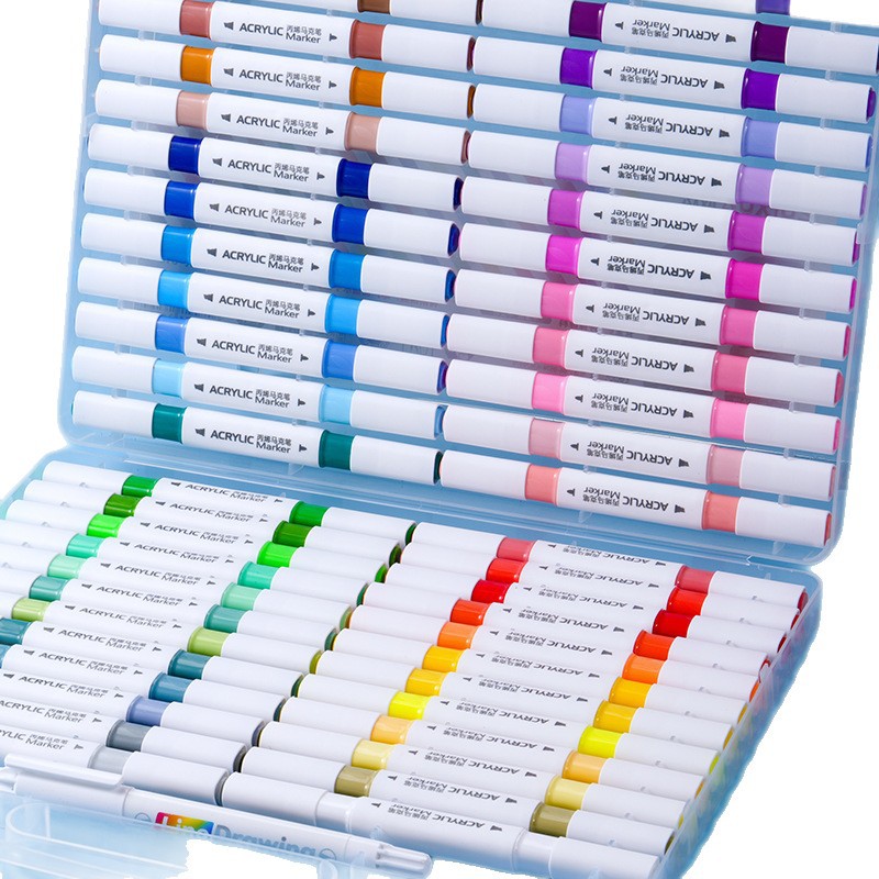 Bolígrafo de acrílico de doble cabeza lavable para estudiantes de arte pintando bolígrafo de graffiti opaco color plegable bolígrafo