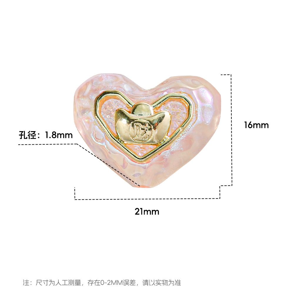 Heidi amor casero brillo fino perlas de aleación yuanbao joyas accesorios en forma de corazón collar de cadena de teléfonos móviles fabricantes al por mayor
