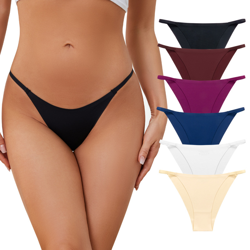 European and American Low Waist Pure Desire Girls Ice Silk Traceless Underwear Half Hip Sexy Thin Waist Student plus size Briefs Women