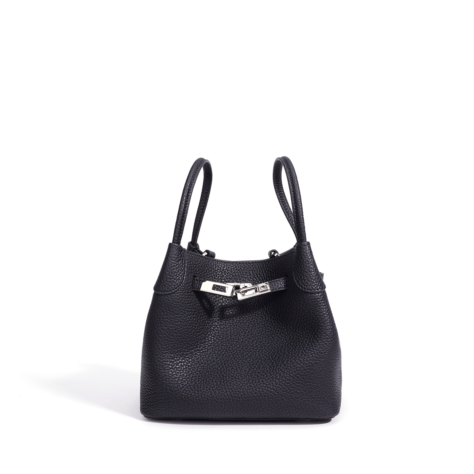 跨境高级感菜篮子包新款真皮斜挎水桶包女纯色轻奢时尚女士手提包 - Thumbnail 6