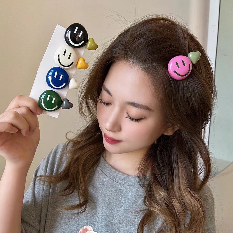 笑臉愛心夾子頭飾髮夾劉海夾女前額小巧精緻鴨嘴夾髮飾側邊夾發卡