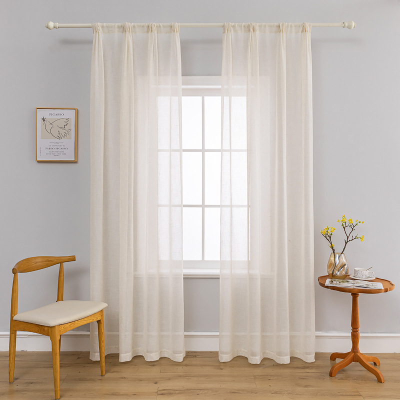 Cross-border Amazon imitation linen French cream curtain gauze curtain balcony living room bay window screen bedroom ins Wind gauze