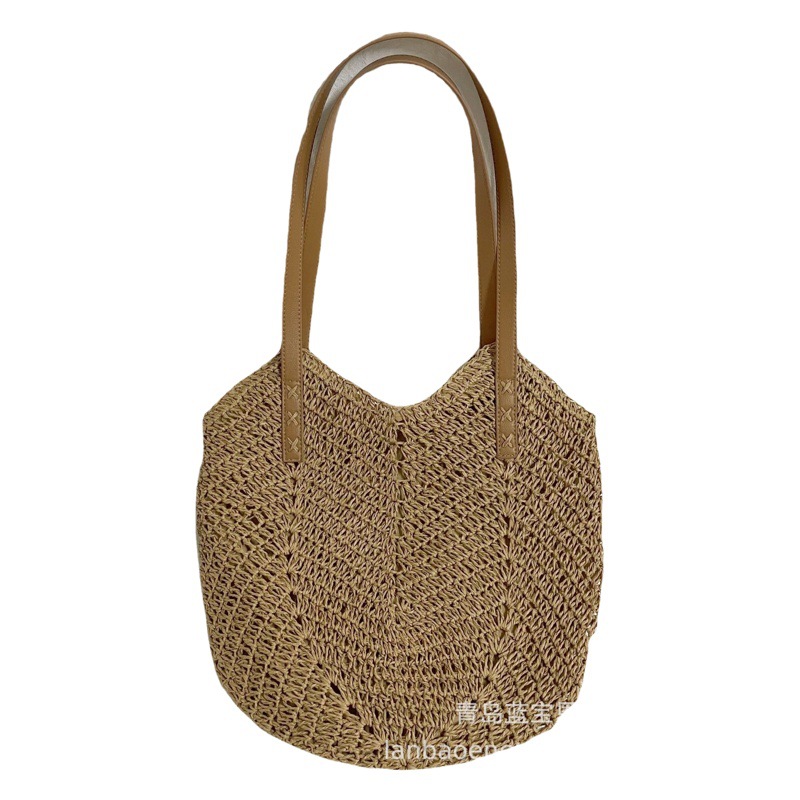 Nuevo bolso tejido hecho a mano moda hombro de las mujeres bolsa de paja bolsa de papel cuerda vacaciones playa bolsa hombro
