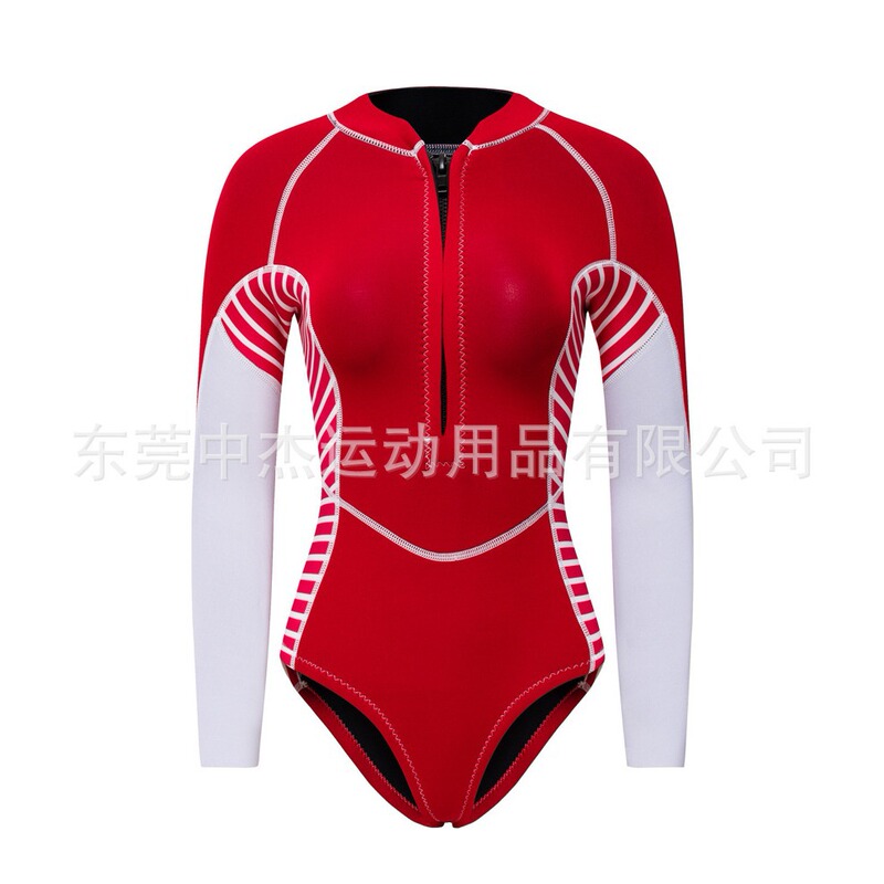 2mm Thickened Diving Suit Women's Surf Jacket Split Long Sleeve Top Snorkeling Jellyfish Suit Warm Cold Sun Protection 2mm Thickened Diving Suit Women's Surf Jacket Split Long Sleeve Top Snorkeling Jellyfish Suit Warm Cold Sun Protection
