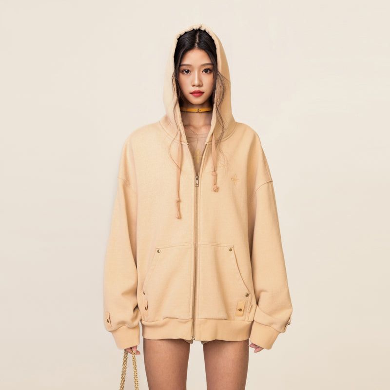 Smfk Jacket Classic Cross Flower Graffiti/Wilderness Camp Wide Hoodie Three-Color Hooded Sweatshirt for Women 2