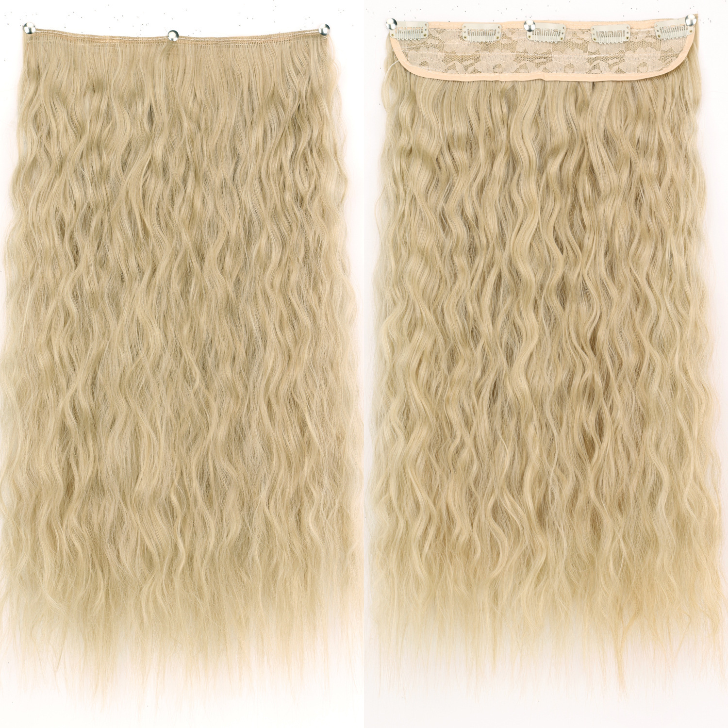 Peruca de cabello de mujer estilo de maíz caliente rizado largo de cabello de onda de cinco tarjetas