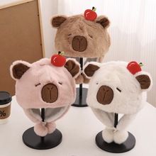 儿童帽子冬季可爱呆萌卡皮巴拉毛绒护耳帽加厚防寒雷锋帽女高级感