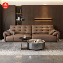 意式极简大象耳朵真皮沙发大小户型皮质沙发简约直排皮艺沙发家具