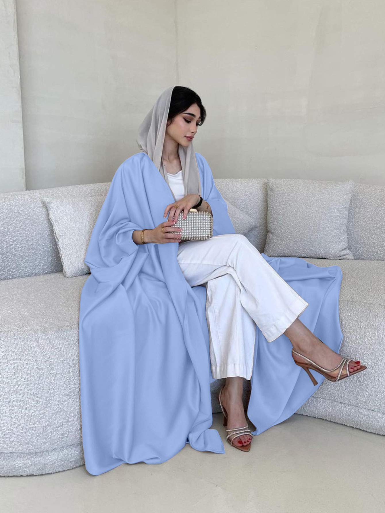 2026 Spring/Summer New Middle Eastern Style Robe Coat, Fashionable Elegant, Soft And Lightly Draped Batwing Sleeve_ecoleips.com