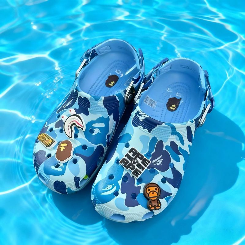 Cro Card Summer New Camouflage Trendy Brand Collaboration Ape Beppe Clogs Unisex Sandals Slippers Nurse Shoes