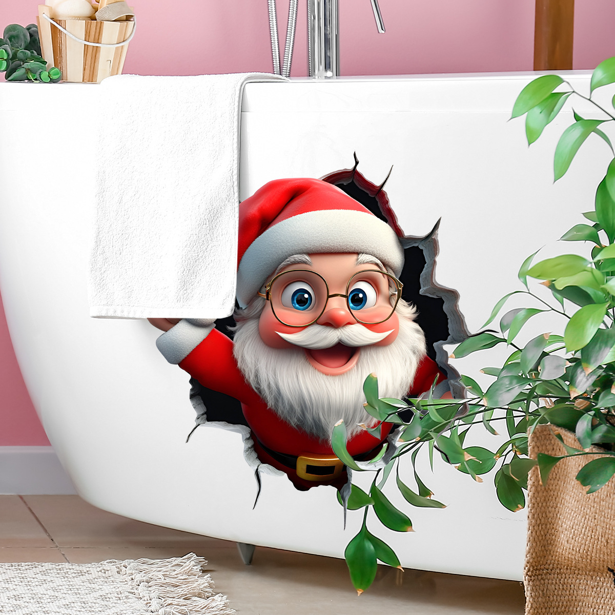 Kerstmis kerstman muursticker voor slaapkamer en woonkamer_voghion.com