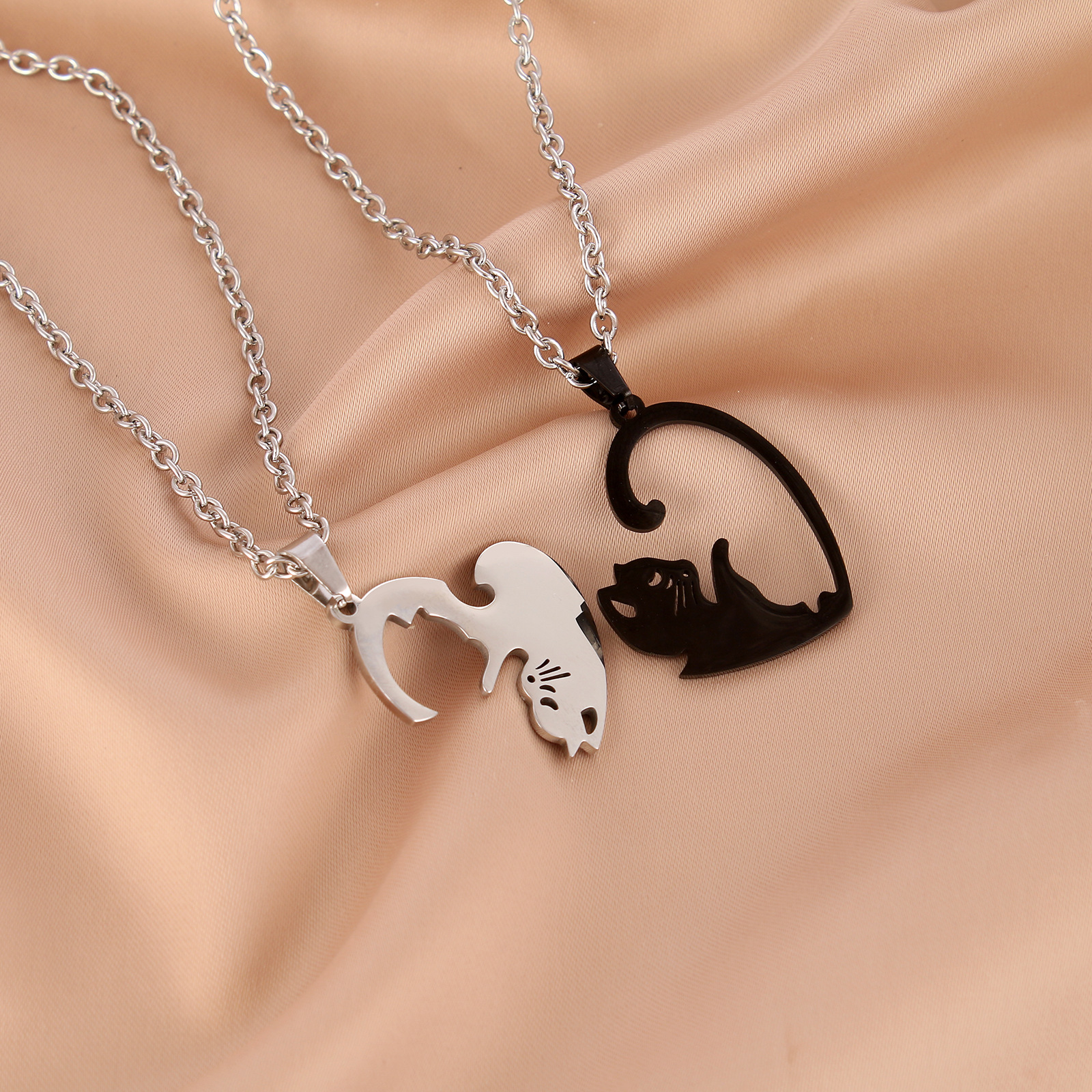 15g Weight Wholesale Jewelry Simple Style Cat 304 Stainless Steel Polishing Pendant Necklace