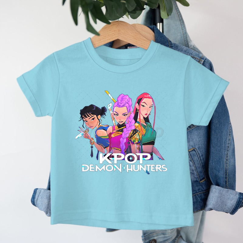クロスボーダー KPop デーモンハンターデーモンハンターグループプリントコットン Tシャツ夏のファッション子供カジュアル半袖|undefined