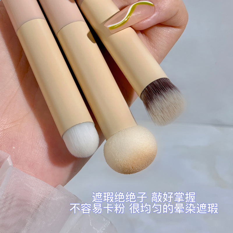 Cross-border small steamed bun round head concealer brush, dry and wet dual-purpose, mushroom concealer brush head, makeup brush for dark circles and acne marks, brushless Specification drawing