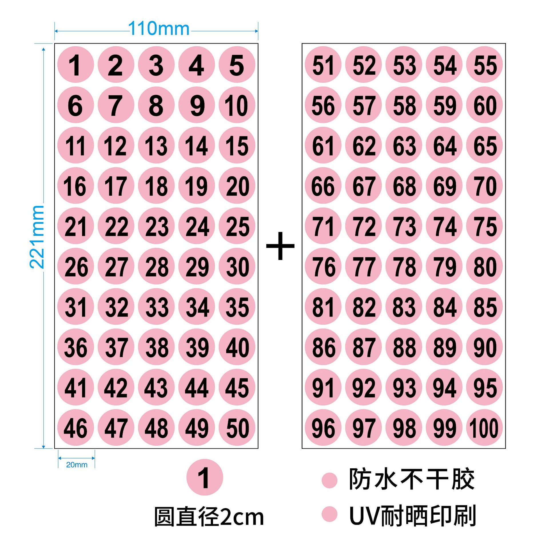1-100 pink background with black characters waterproof digital discount in stock