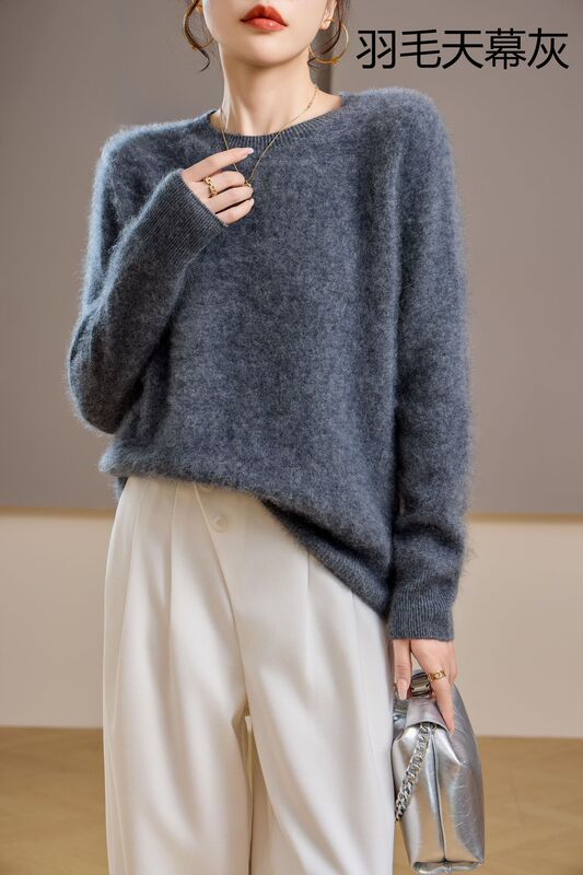 【起毛シリーズ】カシミヤ5% ウール95% ラウンドネック/Vネック シームレス起毛カシミヤセーター レディース セーター 25年新作|undefined