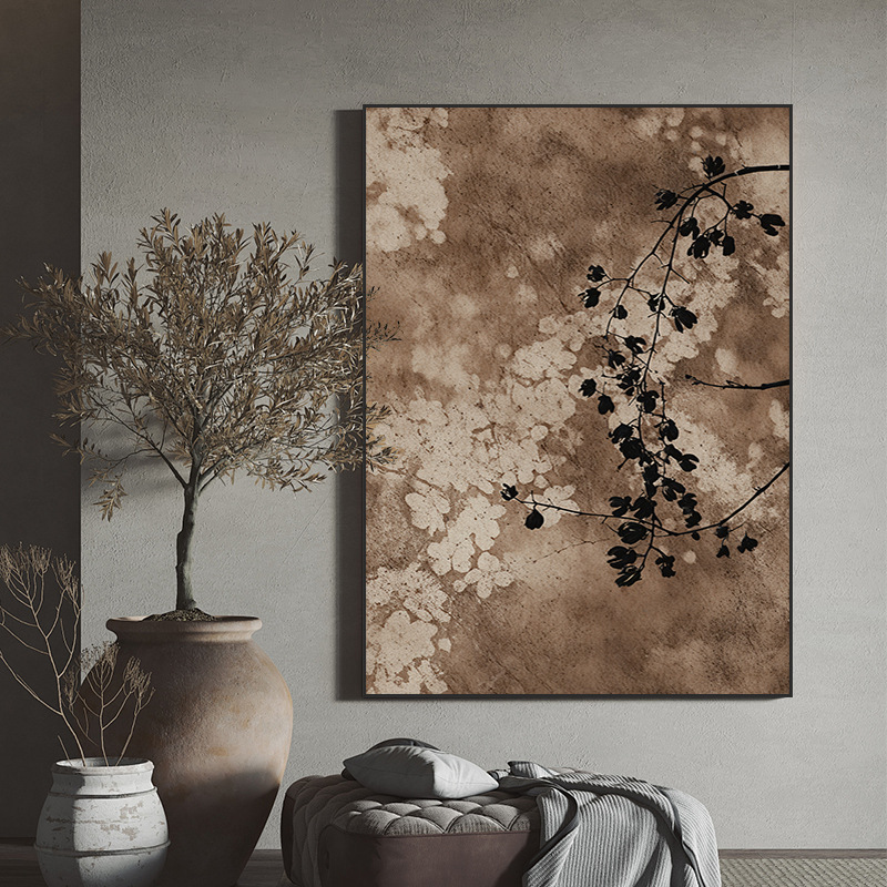 侘寂风肌理艺术装饰画客厅背景墙壁画挂画茶室民宿玄关入户高级