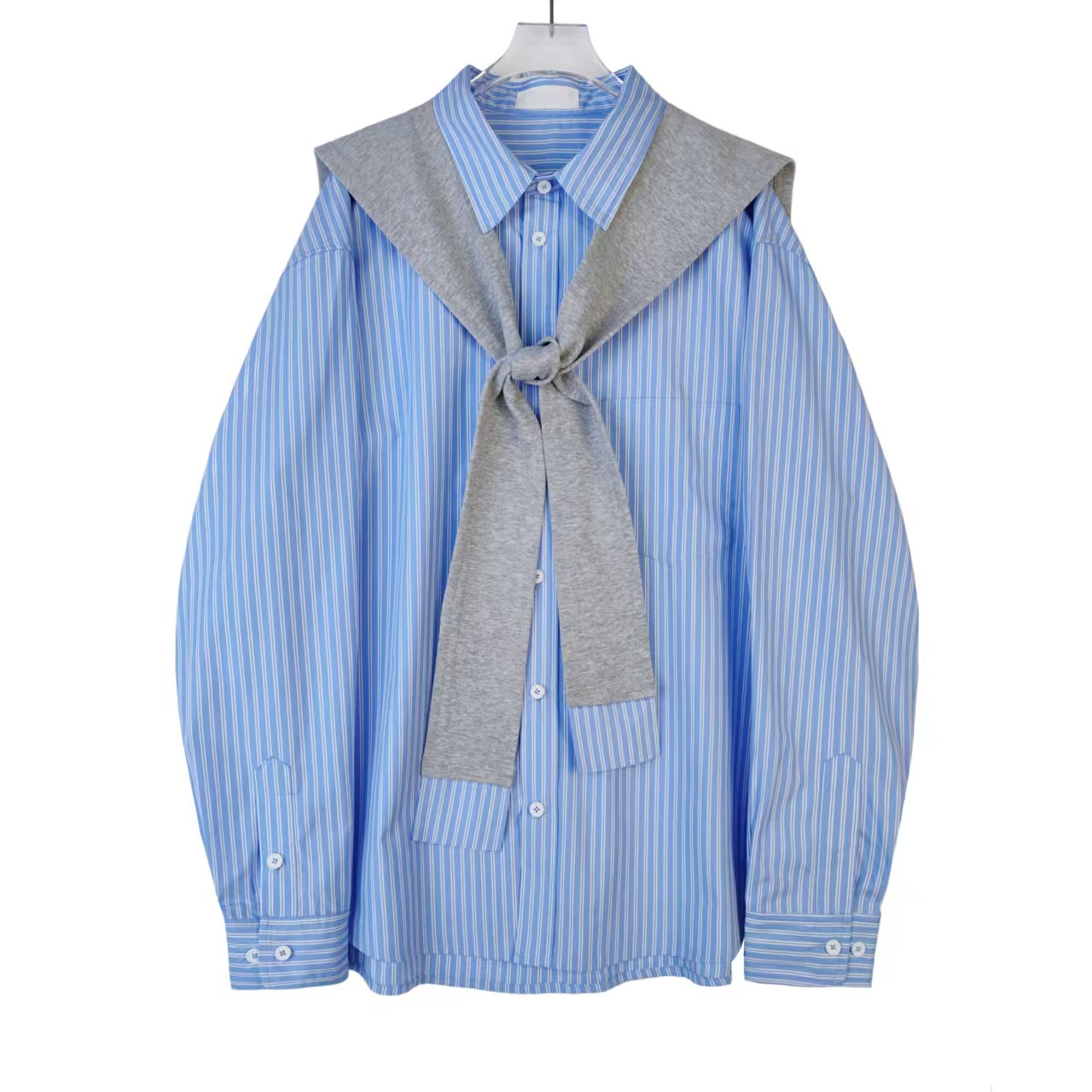 XMY0407时尚新款女士翻领长袖衬衫披肩衬衫文艺气质衬衫