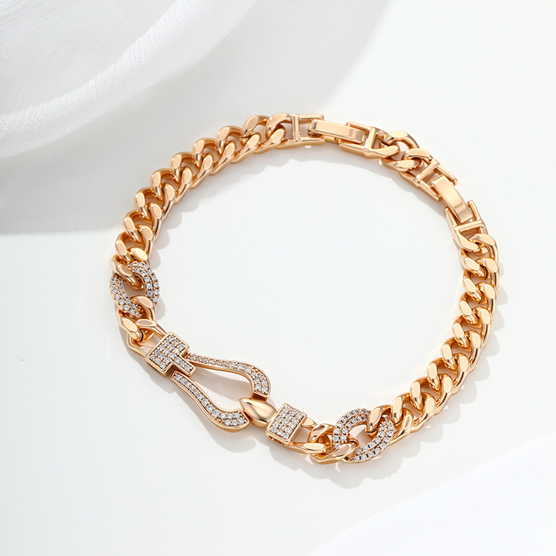 Pulsera Retro para Mujer 18K de Aleación de Cobre, Galvanizada, Diseño Geométrico, para Regalos