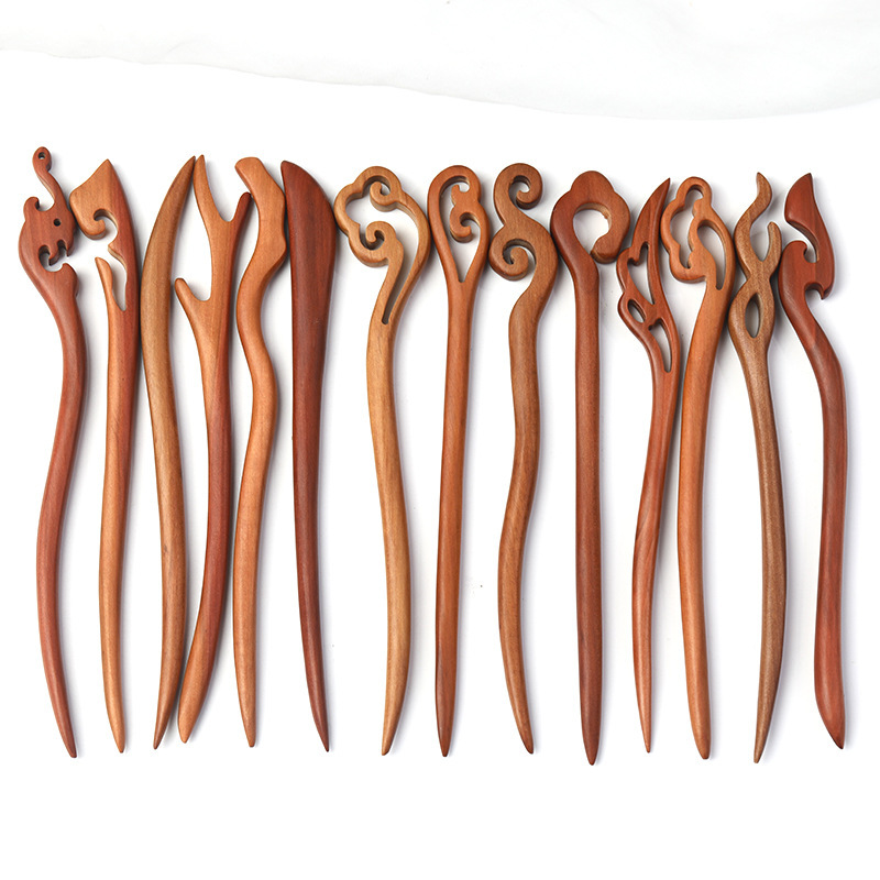 Peach wood pear wood hairpin antique hairpin Chinese hair pin plate hair pin Chinese clothing headdress female retro hair accessories wholesale Peach wood pear wood hairpin antique hairpin Chinese hair pin plate hair pin Chinese clothing headdress female retro hair accessories wholesale