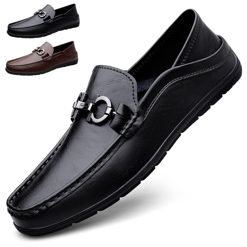 Zapatos casuales transfronterizos de tamaño grande, zapatos de cuero para hombres, zapatos de soya sola suave, zapatos de soya de soja británica