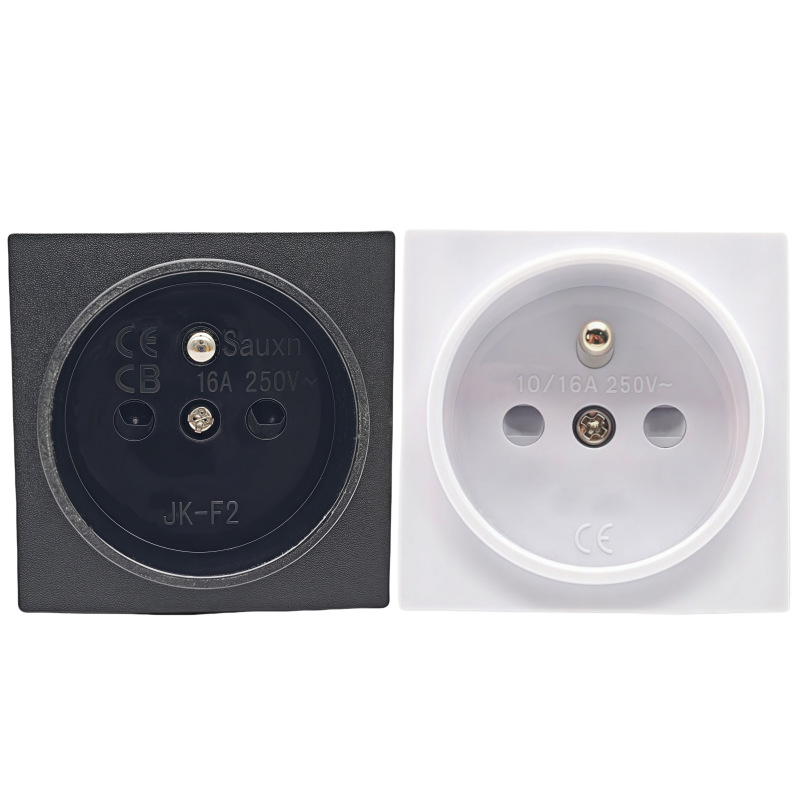 法式插座 16A卡式法标插座 三孔机柜逆变器AC电源插座RF-02 JK-F2