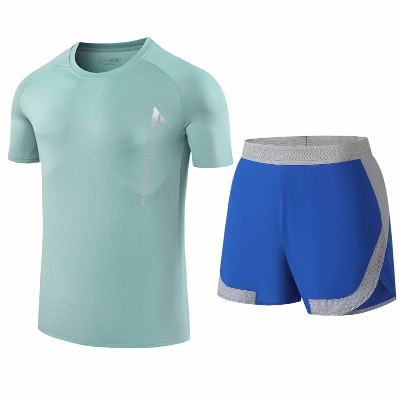 Traje deportivo de seda de hielo para hombres secado rápido transpirable verano delgado para correr manga corta para hombres suelta moda de tamaño grande