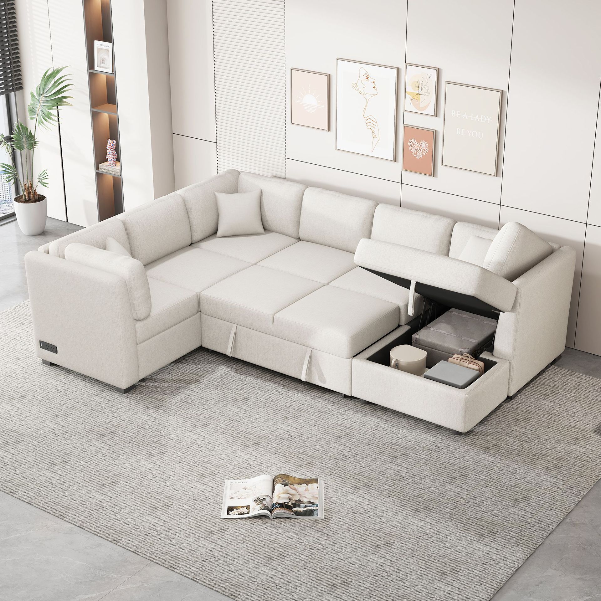Sofá de tela de lujo ligero pequeño tipo de sala de estar muebles postmoderno sofá cama