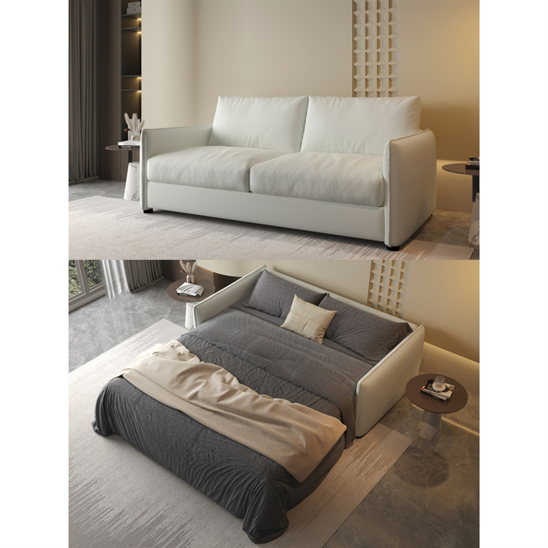 奶油风科技布高端沙发床客厅小户型书房办公室可折叠两用多功能