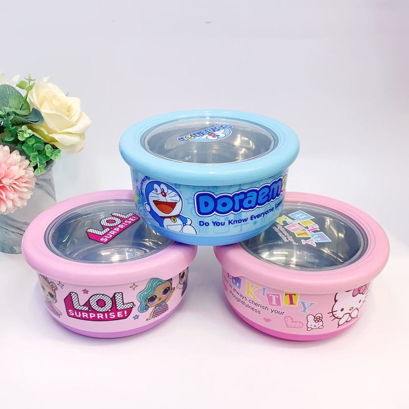 ステンレス子供円形ランチボックス漏れ防止弁当箱日本式アニメ食器卸売り密封冷蔵庫保存箱|undefined