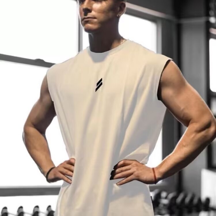 Summer Fitness Muscle Sports Vest for Men, Breathable, Moisture-Absorbent, Loose-Fitting Training Sleeveless Quick-Drying Vest, Short-Sleeved Fitness Clothing