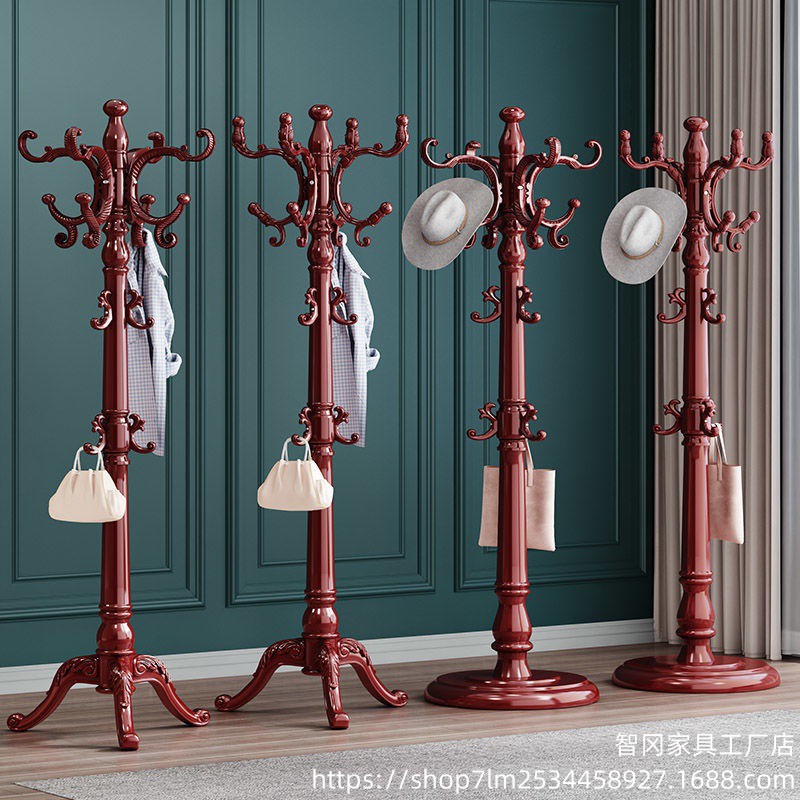 European-style Solid Wood Coat Rack Floor Hanger Clothes Hanger Clothes Rack Clothes Hanger Storage Rack