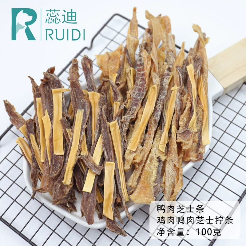 Закуски для домашних животных Ruidi, чистое утиное мясо, ломтики сыра, курица, утиное мясо, скрученное сушеное мясо, поощрение для дрессировки собак, 100 г