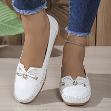 X 52197 Bow Decor Flat Loafers �����ᴿɫƽ���ָ�Ь�羳