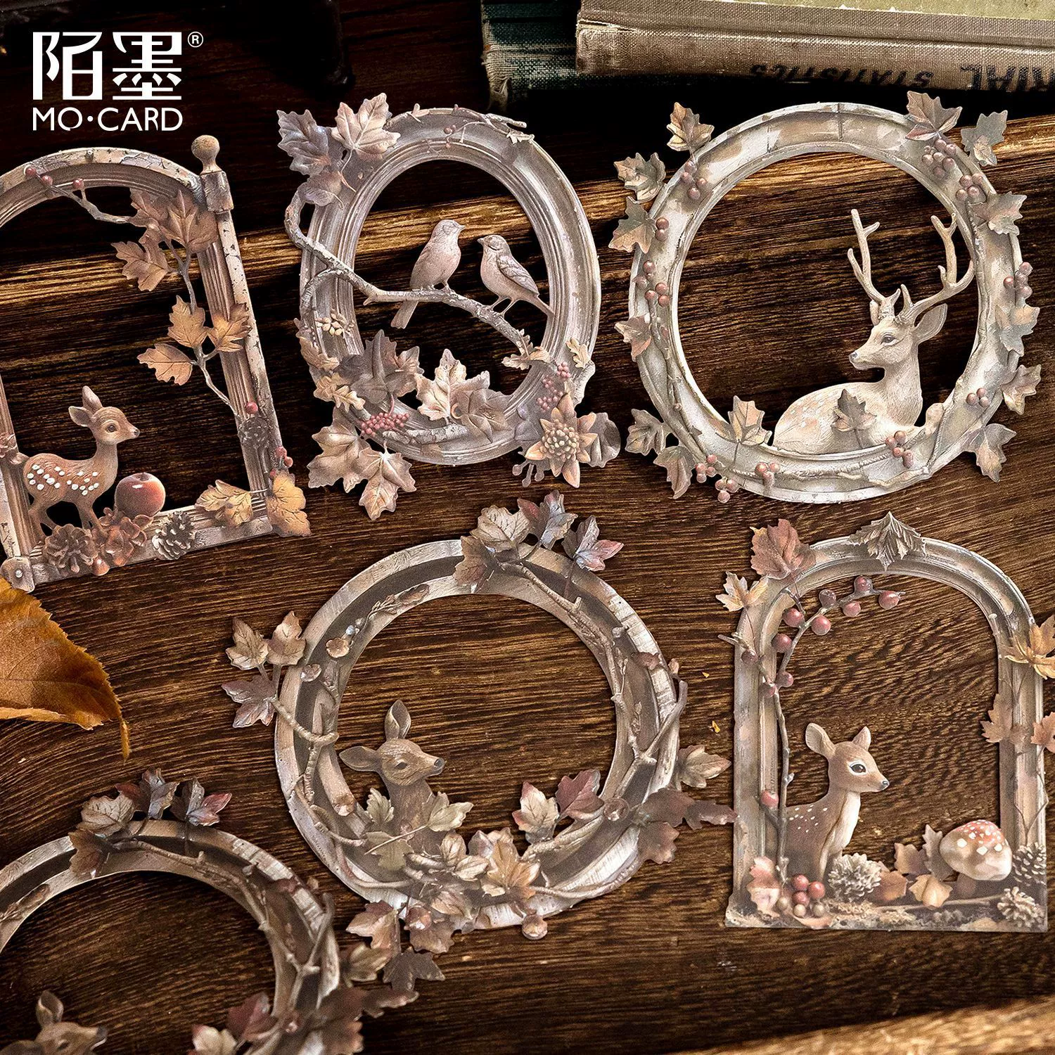 Мот темный аромат деревянной рамы серии Shengmu Impression Полые рельефные коллажи 10 карт в 6 ретро-дверных рам