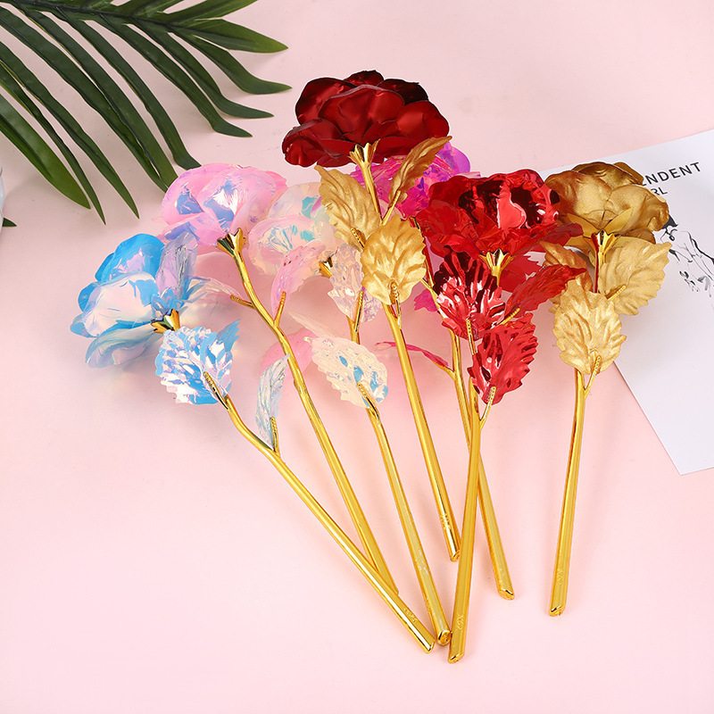 Rosa Dorada Artificial, Regalo para el Día de San Valentín o Qixi, Caja con Diseño de Cielo Estrellado, Adornos Creativos para Puestos Navideños