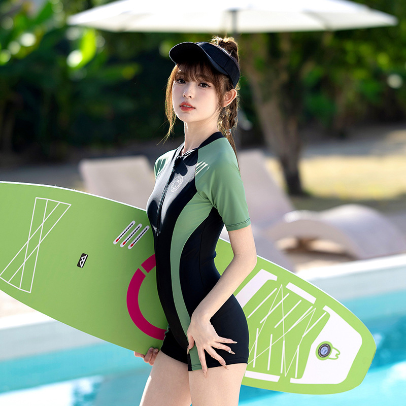 女士连体泳衣学生少女高考假期水上乐园游泳训练简约时尚温泉泳装|undefined