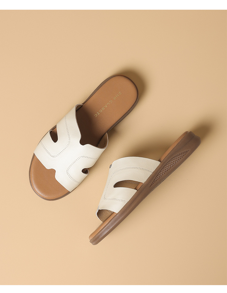 Dép sandal nữ quai chữ V đế mềm phong cách thanh lịch — M683 Màu be chi tiết 15
