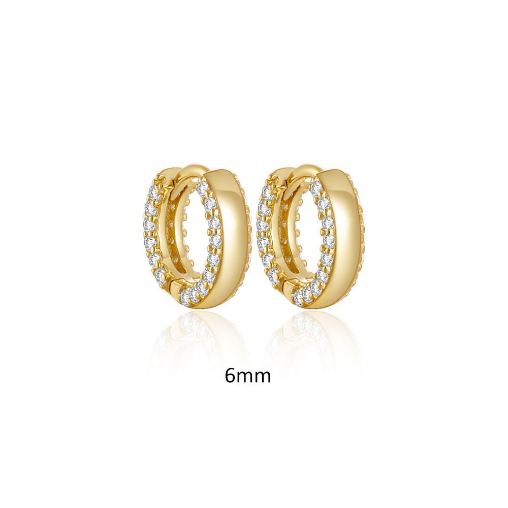 Zircon Inlay Material 1 Pair 925 Sterling Silver Zircon Round Hoop Earrings
