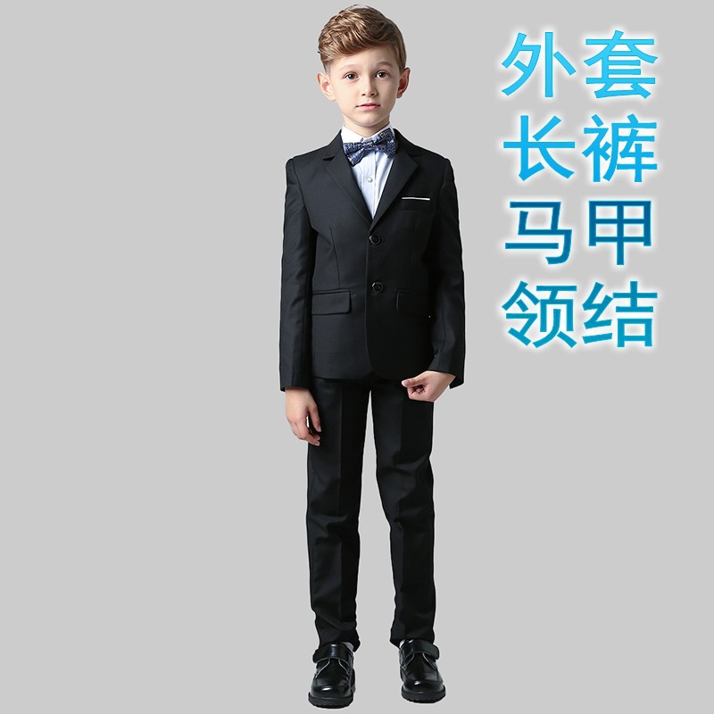 2024子供のスーツのスーツの男の子の小さい司会者のドレスの中で大きい子供のピアノの演服の花の子供の男の子のスーツ