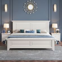 加厚美式实木床1.8米双人床1.5米卧室现代简约出租房主卧大床婚床