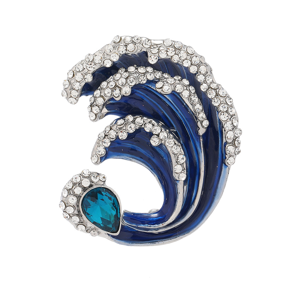 Elegant Wave Shape Brooch For Women Retro Style Suit Accessory_voghion.com