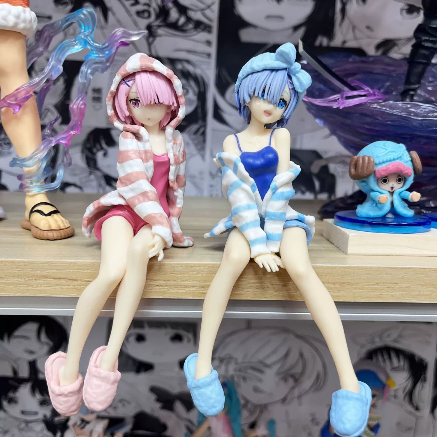 Фигурки Re:Zero — Рам и Рем «домашняя» с чашей лапши, 15 см и 7 см