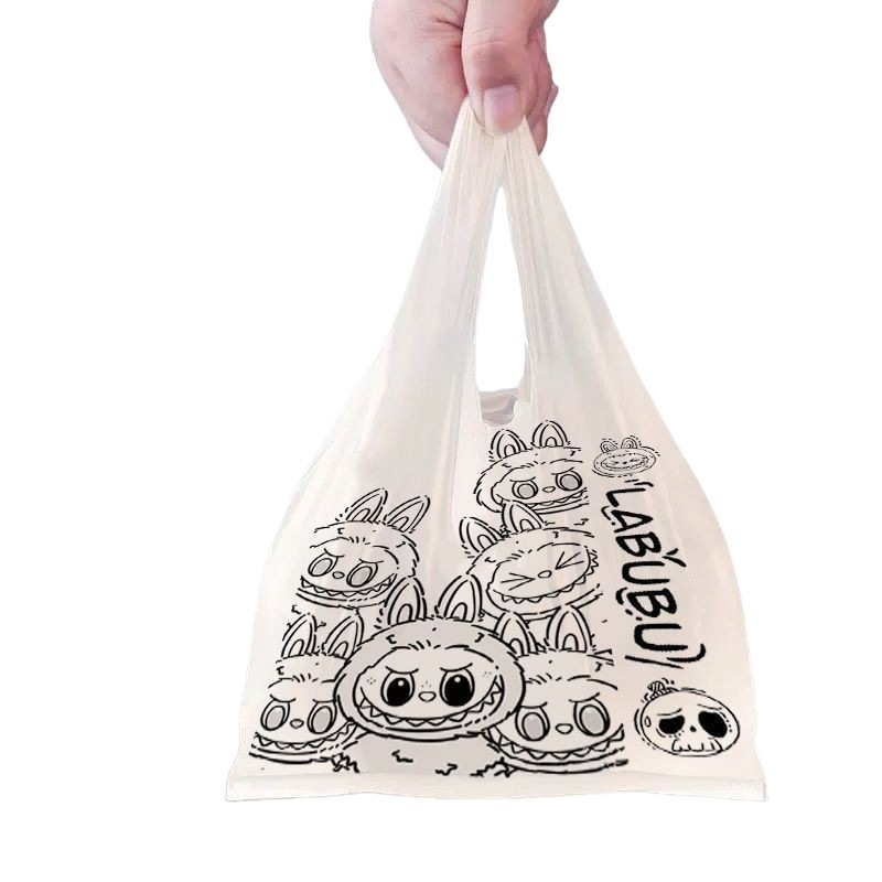 labubu 漫画ゴミ袋肥厚ポータブルベストインイラストスタイル家庭用収納包装ビニール袋インターネット有名人|undefined