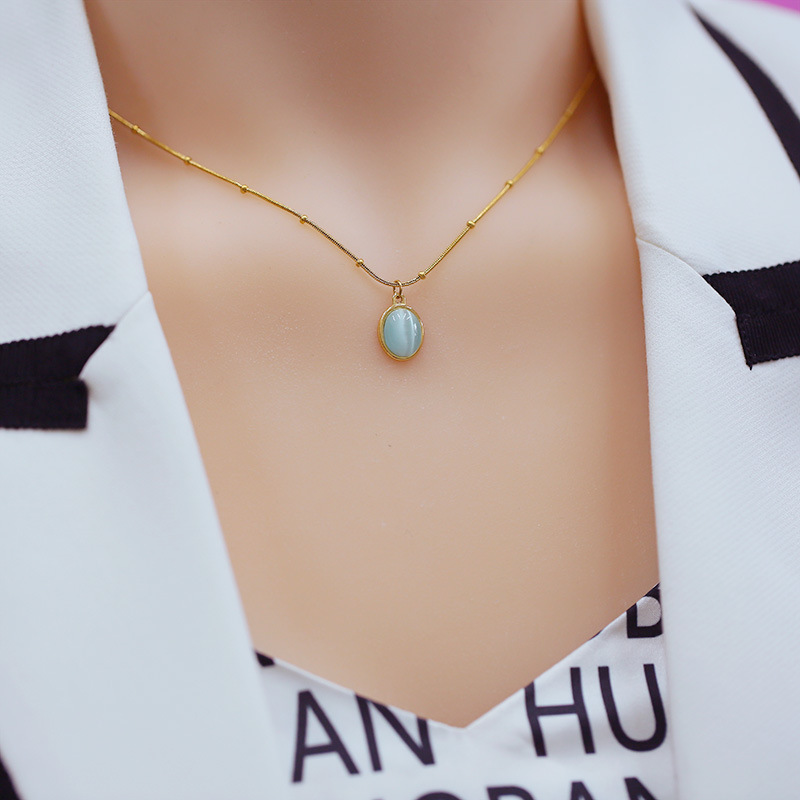 Simple Style Geometric Titanium Steel Tassel Plating Zircon Pendant Necklace 1 Piece