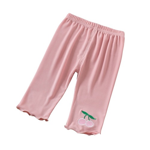 Girls' pants summer children's leggings versatile new baby girl summer 7-quarter pants thin outer wear elastic
