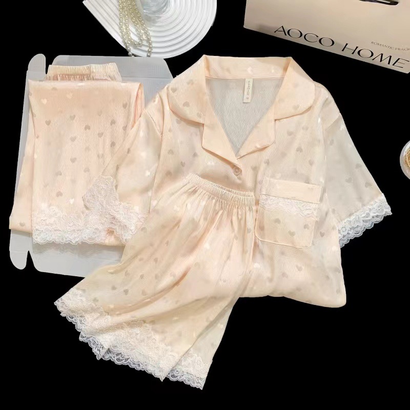 [가슴패드 포함 3종세트] 샴페인 러브 자카드