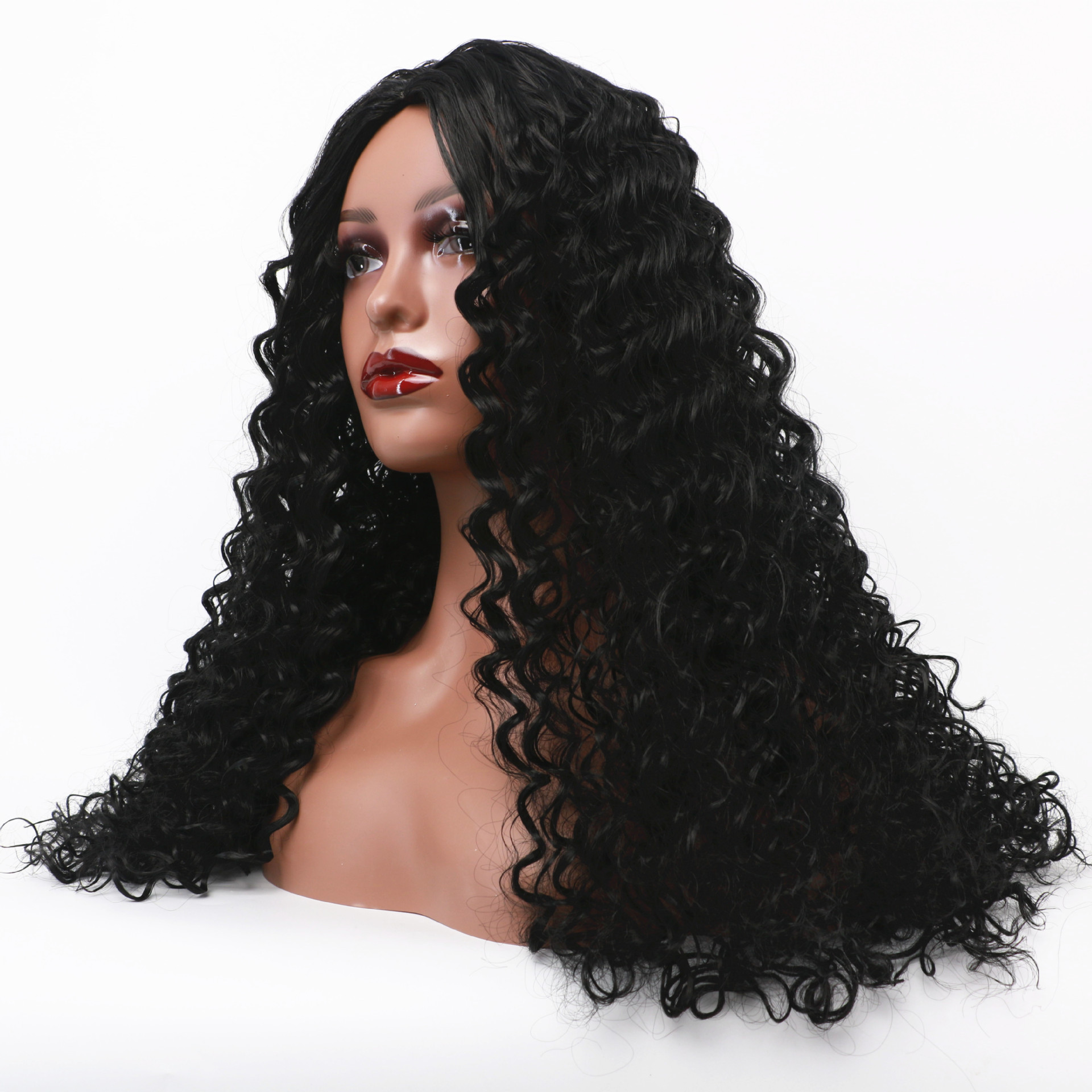 Comercio exterior nuevo pequeño cabello ondulado de alta temperatura cabello largo de seda fibra química fabricantes de cabello